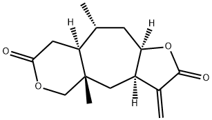 (3aR,8aα,10aα)-3a,4a,5,8,8a,9,10,10a-Octahydro-4aβ,9α-dimethyl-3-methylenefuro[2',3':5,6]cyclohepta[1,2-c]pyran-2,7(3H,4H)-dione Struktur