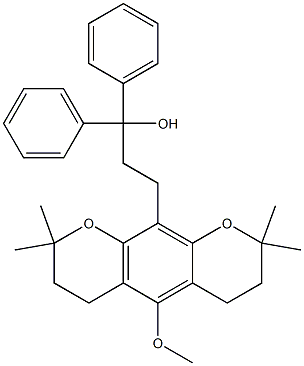 3,4,7,8-Tetrahydro-5-methoxy-2,2,8,8-tetramethyl-α,α-diphenyl-2H,6H-benzo[1,2-b:5,4-b']dipyran-10-(1-propanol) Struktur