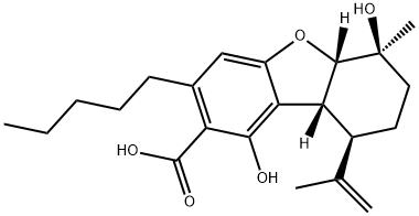 (5aS)-5aβ,6,7,8,9,9aβ-Hexahydro-1,6β-dihydroxy-6-methyl-9β-(1-methylethenyl)-3-pentyl-2-dibenzofurancarboxylic acid Struktur