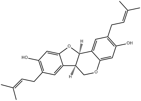 (6aR,11aR)-6aα,11aα-Dihydro-2,8-bis(3-methyl-2-butenyl)-6H-benzofuro[3,2-c][1]benzopyran-3,9-diol Struktur