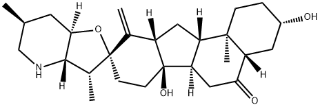 (5α)-13,18-Didehydro-17,23β-epoxy-12α,13-dihydro-3β,14-dihydroxyveratraman-6(5H)-one Struktur