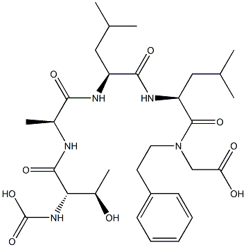 N-(Benzyloxycarbonyl)-L-Thr-L-Ala-L-Leu-L-Leu-Gly-OMe Struktur