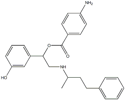 4-Aminobenzoic acid 3-hydroxy-α-[[(1-methyl-3-phenylpropyl)amino]methyl]benzyl ester Struktur