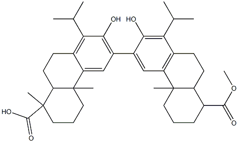 4b,4'b,5,5',6,6',7,7',8,8',8a,8'a,9,9',10,10'-Hexadecahydro-2,2'-dihydroxy-4b,4'b,8,8'-tetramethyl-1,1'-bis(1-methylethyl)-3,3'-biphenanthrene-8,8'-dicarboxylic acid Struktur