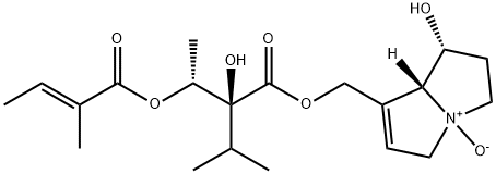 (1R)-2,3,5,7aβ-Tetrahydro-1α-hydroxy-7-[[[(2R,3S)-3-hydroxy-2,4-dimethyl-5-[(E)-2-methyl-2-butenoyloxy]pentanoyl]oxy]methyl]-1H-pyrrolizine 4-oxide Struktur