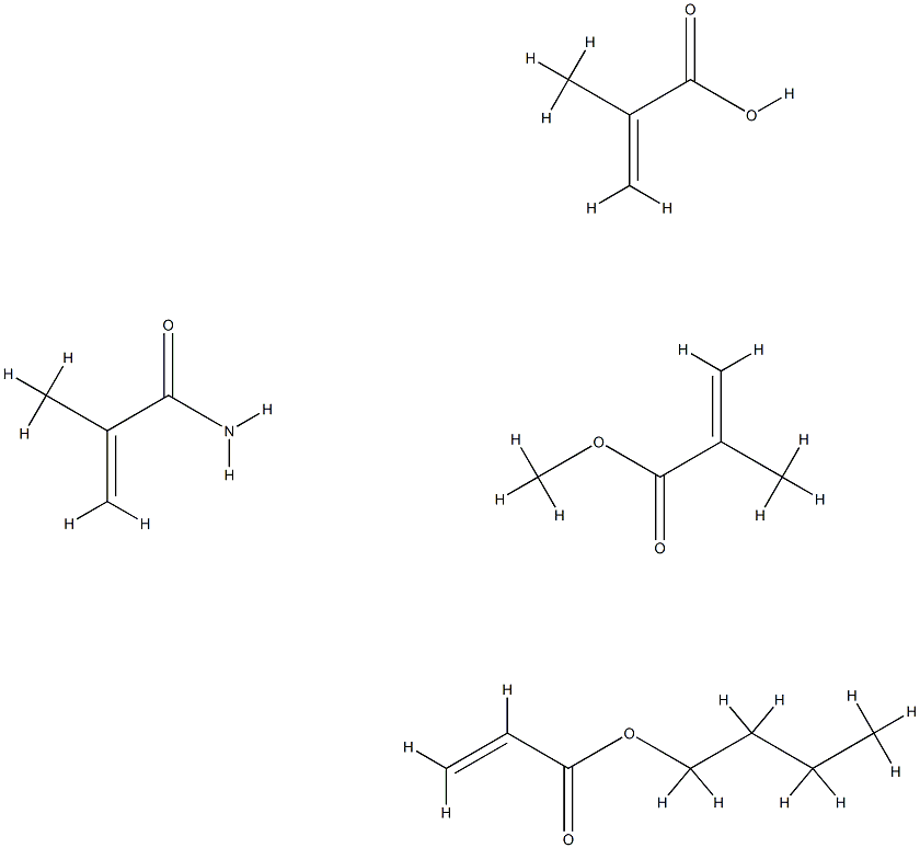 2-Propenoic acid, 2-methyl-, polymer with butyl 2-propenoate, methyl 2-methyl-2-propenoate and 2-methyl-2-propenamide Struktur