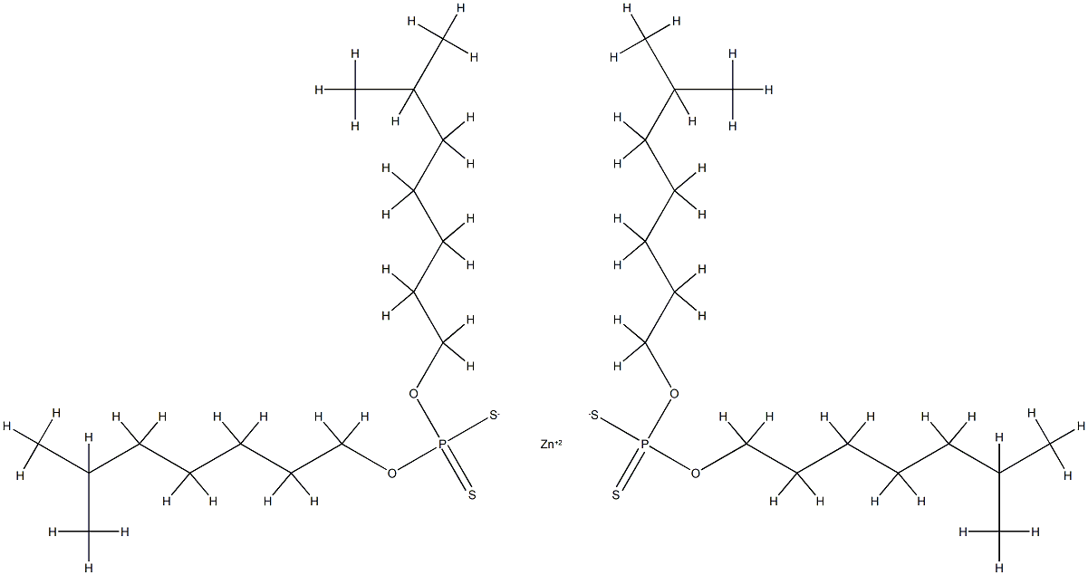 zinc bis(O,O-diisooctyl) bis(dithiophosphate) Struktur