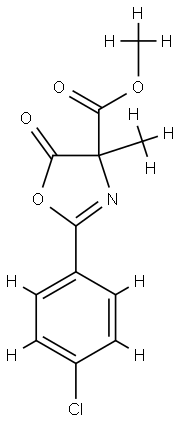 4-Oxazolecarboxylic  acid,  2-(4-chlorophenyl)-4,5-dihydro-4-methyl-5-oxo-,  methyl  ester Struktur