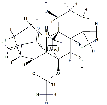 (14R)-7,20-Epoxy-7β,14-[ethylidenebis(oxy)]-1α,6β-dihydroxykaur-16-en-15-one Struktur