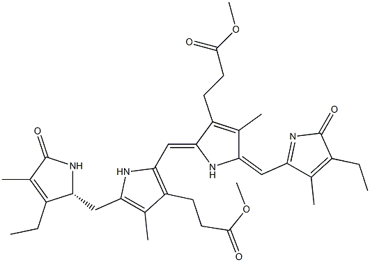 (4R)-3,18-Diethyl-1,4,5,19,23,24-hexahydro-2,7,13,17-tetramethyl-1,19-dioxo-21H-biline-8,12-dipropionic acid dimethyl ester Struktur