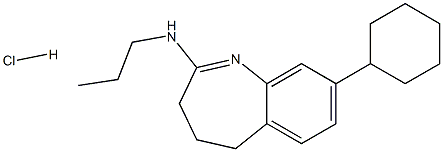 10-cyclohexyl-N-propyl-2-azabicyclo[5.4.0]undeca-2,8,10,12-tetraen-3-a mine hydrochloride Struktur