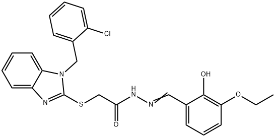 2-{[1-(2-chlorobenzyl)-1H-benzimidazol-2-yl]sulfanyl}-N'-(3-ethoxy-2-hydroxybenzylidene)acetohydrazide Struktur