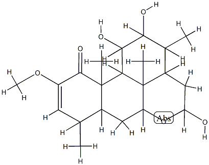 11α,12β,16-Trihydroxy-2-methoxypicras-2-en-1-one Struktur