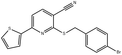 2-[(4-bromobenzyl)sulfanyl]-6-(2-thienyl)nicotinonitrile Struktur