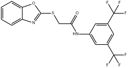 2-(1,3-benzoxazol-2-ylsulfanyl)-N-[3,5-bis(trifluoromethyl)phenyl]acetamide Struktur