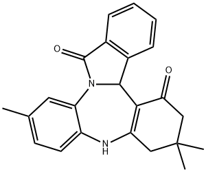 7,7,12-trimethyl-4b,7,8,9-tetrahydro-6H-dibenzo[2,3:5,6][1,4]diazepino[7,1-a]isoindole-5,15-dione Struktur