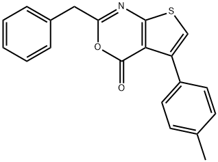 2-benzyl-5-(4-methylphenyl)-4H-thieno[2,3-d][1,3]oxazin-4-one Struktur