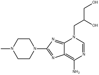 3-[6-amino-8-(4-methyl-1-piperazinyl)-3H-purin-3-yl]-1,2-propanediol Struktur