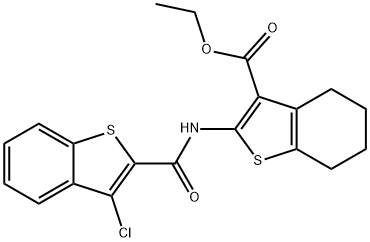 ethyl 2-{[(3-chloro-1-benzothiophen-2-yl)carbonyl]amino}-4,5,6,7-tetrahydro-1-benzothiophene-3-carboxylate Struktur