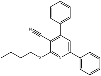 2-(butylsulfanyl)-4,6-diphenylnicotinonitrile Struktur