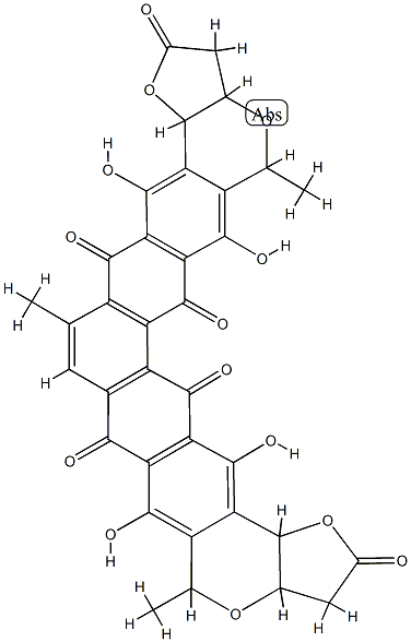 1,3a,10,11a,12,14a,19,20a-Octahydro-4,9,15,18-tetrahydroxy-6,10,19-trimethyl-2H,8H-difuro[3,2-b:3',2'-b']pentapheno[2,3-d:10,11-d']dipyran-2,5,8,13,16,17-hexone Struktur