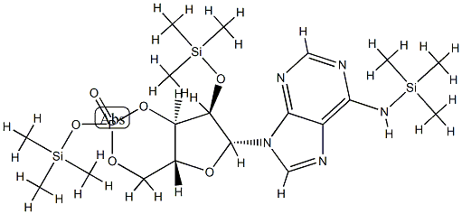 N,2'-O-Bis(trimethylsilyl)adenosine 3',5'-phosphoric acid trimethylsilyl ester Struktur