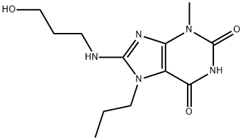 8-[(3-hydroxypropyl)amino]-3-methyl-7-propyl-3,7-dihydro-1H-purine-2,6-dione Struktur