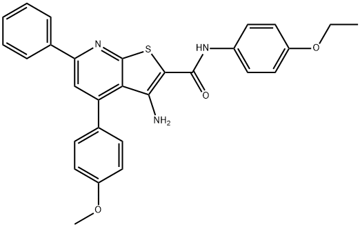 3-amino-N-(4-ethoxyphenyl)-4-(4-methoxyphenyl)-6-phenylthieno[2,3-b]pyridine-2-carboxamide Struktur