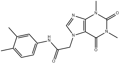 2-(1,3-dimethyl-2,6-dioxo-1,2,3,6-tetrahydro-7H-purin-7-yl)-N-(3,4-dimethylphenyl)acetamide Struktur