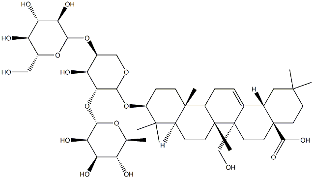 4)]-alpha-L-arabinopyranosyl)oxy]-27-hydroxy-olean-12-en-28-oic acid Struktur