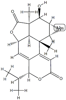 (1aR)-1aβ,2a,4aβ,4bβ,6,8,9b,9cβ-Octahydro-2β-hydroxy-2aβ,9bα-dimethyl-6β-isopropyl-2H,3H-furo[2',3',4':4,5]oxireno[7,8]naphtho[2,1-c]pyran-3,8-dione Struktur