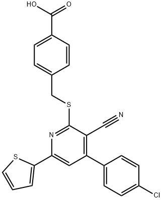 4-({[4-(4-chlorophenyl)-3-cyano-6-(2-thienyl)-2-pyridinyl]sulfanyl}methyl)benzoic acid Struktur