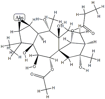 (14R)-2β,3β-Epoxygrayanotoxane-5,6β,7α,9,10,14,16-heptaol 7-acetate 14-propionate Struktur