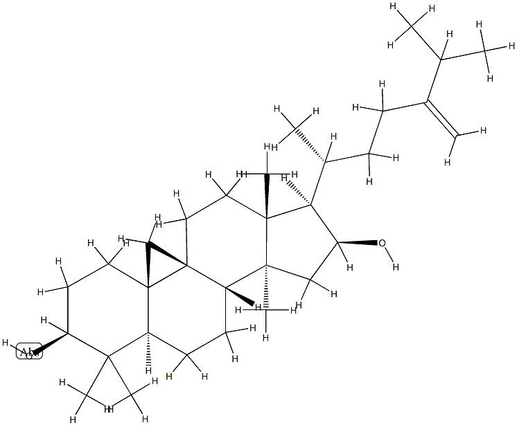 24-Methylene-9β,19-cyclo-5α-lanostane-3β,16β-diol Struktur