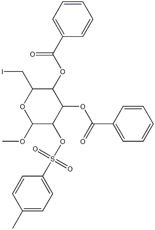 .alpha.-D-Glucopyranoside, methyl 6-deoxy-6-iodo-, 3,4-dibenzoate 2-(4-methylbenzenesulfonate) Struktur