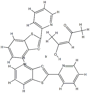 Bis[2-(2'-benzothienyl)pyridinato-N,C3'](acetylacetonato)iridium Struktur