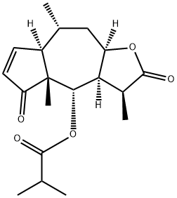 (3aR)-4,4a,7aα,8,9,9aα-Hexahydro-4α-(isobutyryloxy)-3β,4aβ,8α-trimethylazuleno[6,5-b]furan-2,5(3H,3aαH)-dione Struktur