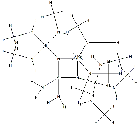 N,N,N',N'-Tetramethyl-1,3-bis[tris(methylamino)silyl]cyclobutanedisilazane-2,2,4,4-tetraamine Struktur