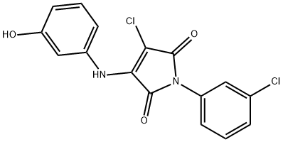 3-chloro-1-(3-chlorophenyl)-4-(3-hydroxyanilino)-1H-pyrrole-2,5-dione Struktur