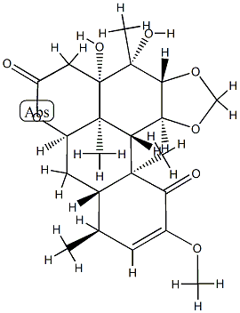 13,14-Dihydroxy-2-methoxy-11α,12β-methylenebis(oxy)picras-2-ene-1,16-dione Struktur