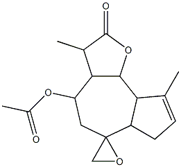 (3S,6S)-4β-Acetoxy-3,3aβ,4,5,6aβ,7,9aβ,9bα-octahydro-3β,9-dimethylspiro[azuleno[4,5-b]furan-6(2H),2'-oxiran]-2-one Struktur