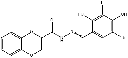 N'-(3,5-dibromo-2,4-dihydroxybenzylidene)-2,3-dihydro-1,4-benzodioxine-2-carbohydrazide Structure