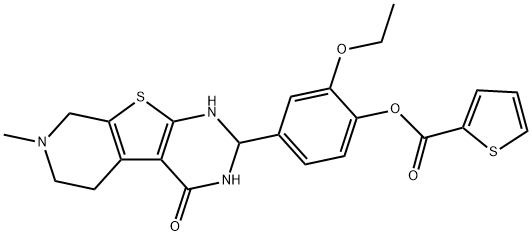 2-ethoxy-4-(7-methyl-4-oxo-1,2,3,4,5,6,7,8-octahydropyrido[4',3':4,5]thieno[2,3-d]pyrimidin-2-yl)phenyl 2-thiophenecarboxylate Struktur