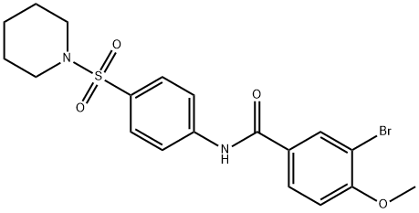 3-bromo-4-methoxy-N-[4-(1-piperidinylsulfonyl)phenyl]benzamide Struktur