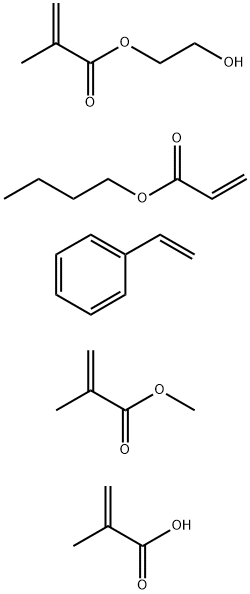 2-Propenoic acid, 2-methyl-, polymer with butyl 2-propenoate, ethenylbenzene, 2-hydroxyethyl 2-methyl-2-propenoate and methyl 2-methyl-2-propenoate Struktur