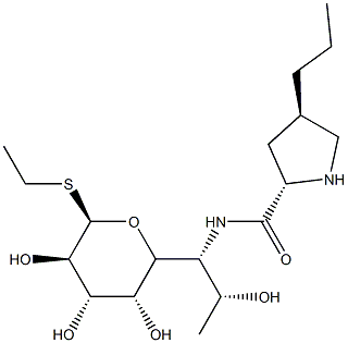 1,6,8-Trideoxy-6-[[(2S)-4β-propyl-2α-pyrrolidinyl]carbonylamino]-1-ethylthio-α-D-erythro-D-galacto-octopyranose Struktur