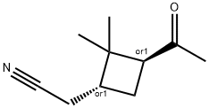 Cyclobutaneacetonitrile, 3-acetyl-2,2-dimethyl-, (1R,3S)-rel- (9CI) Struktur