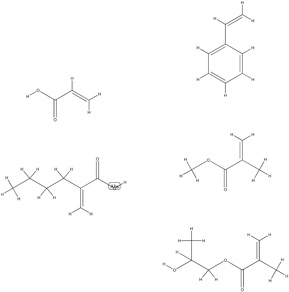 2-Propenoic acid, 2-methyl-, methyl ester, polymer with butyl 2-propenoate, ethenylbenzene, 1,2-propanediol mono(2-methyl-2-propenoate) and 2-propenoic acid Struktur