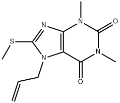 7-allyl-1,3-dimethyl-8-(methylthio)-3,7-dihydro-1H-purine-2,6-dione Struktur