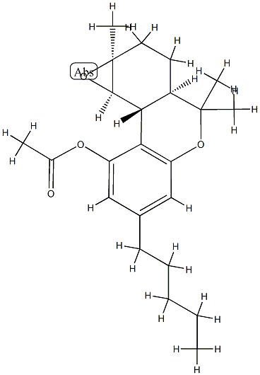 3H-Oxireno[3,4]benzo[1,2-c][1]benzopyran-9-ol, 1a,2,3a,4,9b,9c-hexahyd ro-1a,4,4-trimethyl-7-pentyl-, acetate, [1aS-(1aalpha,3aalpha,9bbeta,9 calpha)]- Struktur